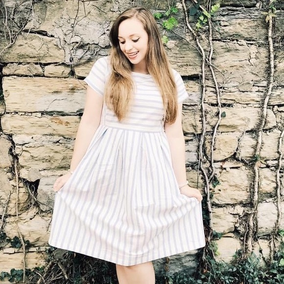 Piper and Scoot Dresses & Skirts - Piper and Scoot Blue and White Striped Linen Dress